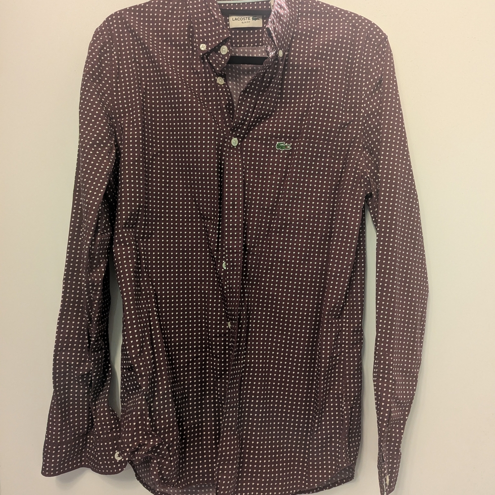 Lacoste Men's Brown Polka Dot Shirt
